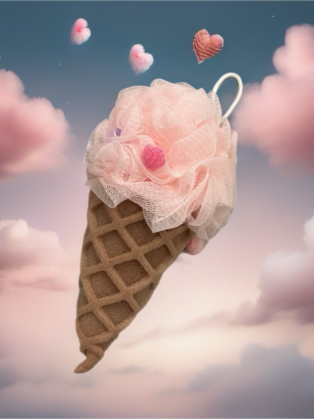 Ice Cream Cone Shower Pouf